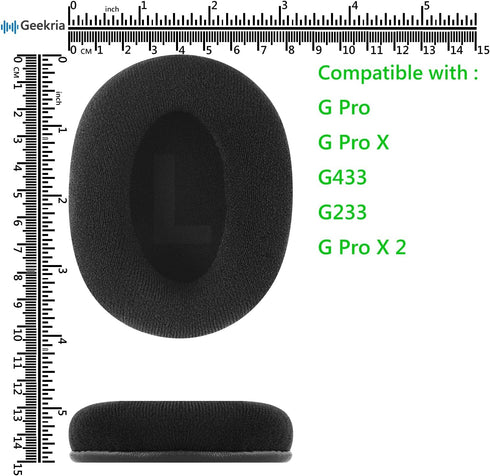 Geekria Comfort Velour Replacement Ear Pads for Logitech G Pro, G Pro X, G433, G233, G Pro X 2 Headphones Ear Cushions, Headset Earpads, Ear Cups ...
