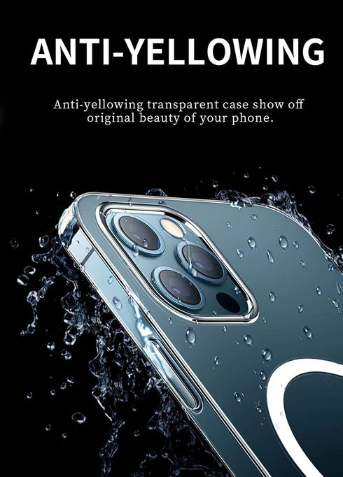 Clear Magnetic Case for iPhone 12 Pro max, Slim Fit Hard Back Soft Silicone Thin Cute Shockproof Anti-Yellow Protective Case for iPhone 12 Pro max...