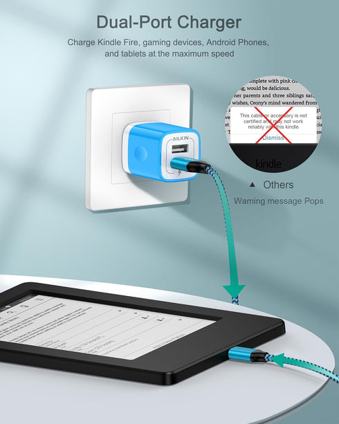 Micro USB Wall Charger Box, USB Brick S7/S6 Edge Fast Charge, Charger Adapter Plug for Samsung Galaxy J7/J8/J6 Cord with Charging Cube Dual Port 6...