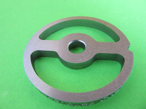 #8 size sausage stuffer disc for meat grinder Fits virtually all size #8 grinders. 2 3/8" (61mm) diameter.. PLEASE MEASURE TO CONFIRM...
