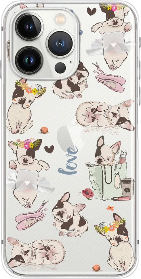 Blingy's for iPhone 13 Pro Max Case (6.7 inch), Pretty French Bulldog Style Cute Cartoon Dog Design Transparent Soft TPU Protective Clear Case 6.7...