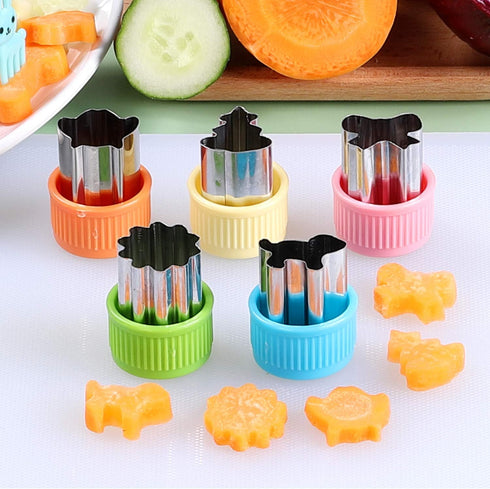 24 pcs Vegetable Cutter Shapes Sets Cookie Cutters Fruit Stamps Mold with 20 pcs Food Picks and Forks for Kids...