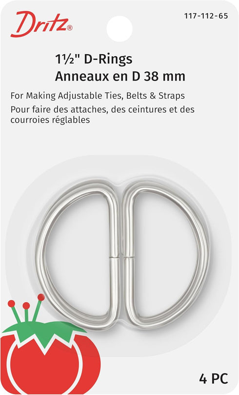 Dritz 1-1/2", 4 pc D Rings, 1-1/2-Inch, Nickel 4 Count...