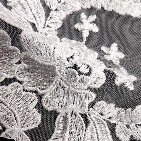 Apparel Sewing Bridal Wedding Dress Sewing Supplies Embroidery Tulle Clothes Fabric Back Collar DIY Lace Accessories Floral Lace Fabric(White)...