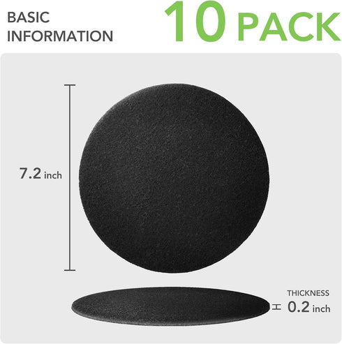 UOU 10 Pack Charcoal Filters for Kitchen Compost Bin,7.2inch Compost Bin Filters Charcoal Replacement,Thickening Activated Charcoal Filter for Com...