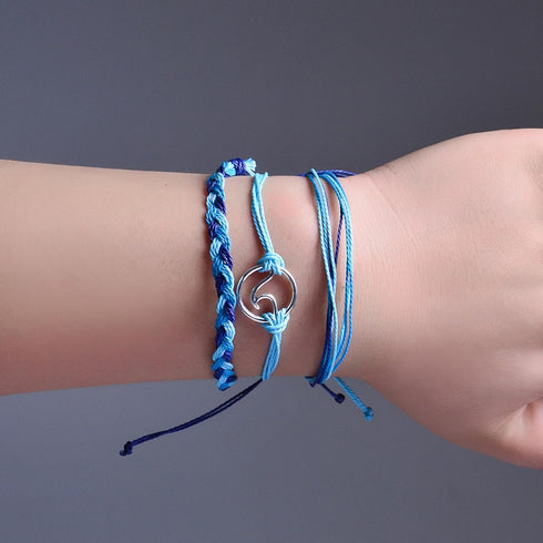 9Pcs Surfer Wave Bracelets for Teen Girls Summer Bracelets Beach Bracelets for Women Adjustable Waterproof Handmade String Bracelets Surfer Bracel...