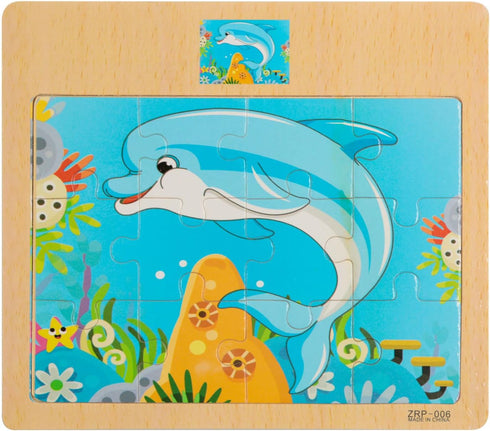 Wooden Jigsaw Puzzles Set for Kids 2-5 Years 12 Piece Colorful Wooden Educational Sea Animals Puzzles (4 Puzzles)...