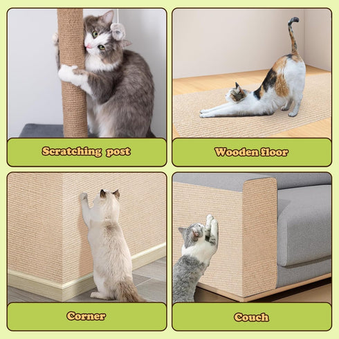 Cat Scratching Board, 78.7"x15.8" Cat Scratching Mat, Cat Scratch Furniture Protector, Trimmable Self-Adhesive Cat Couch Protector, Cat Wall Scrat...