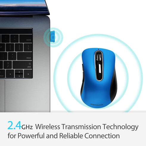 memzuoix 2.4G Portable Wireless Mouse, 1400 DPI Mobile Optical Cordless Mice with USB Receiver for Computer, Laptop, PC, Desktop, MacBook, 5 Butto...