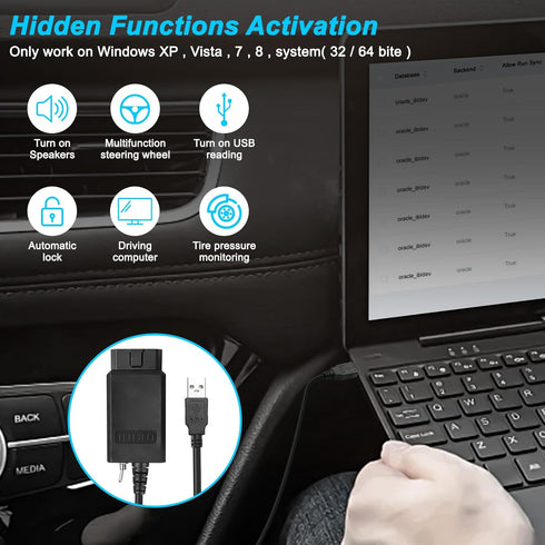 XMSJSIY USB OBD2 Scanner Adapter with MS-CAN/HS-CAN Switch OBDII Diagnostic Cable Car Interface Scanner USB Connector OBD2 Code Reader Scanner Aut...