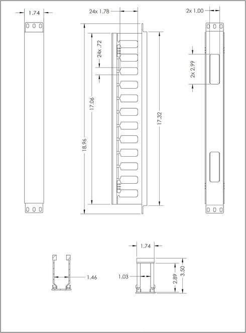 Raising Electronics 1U Horizontal Rack Mount Cable Management Unit with Panel Plastic 19" Rack Mount...