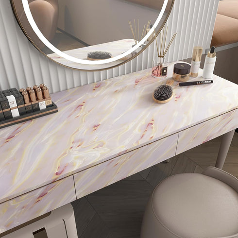 Pink Purple Glossy Marble Contact Paper for Cabinets and Drawers Granite Countertop Wall Paper Peel and Stick Modern Kitchen Wallpaper Self Adhesi...