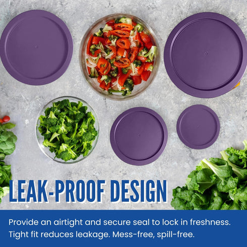 Replacement Lids for Pyrex Containers (2) 1-Cup (3) 2-Cup (2) 4-Cup (2) 7-Cup (Purple)...