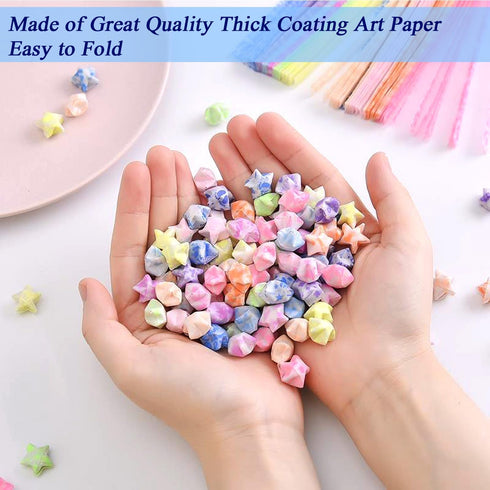 840 Sheets Luminous Origami Stars Papers Strips Lucky Star Paper Strips Glow in The Dark Origami Paper Star Folding Paper Strips DIY Handmade Craf...