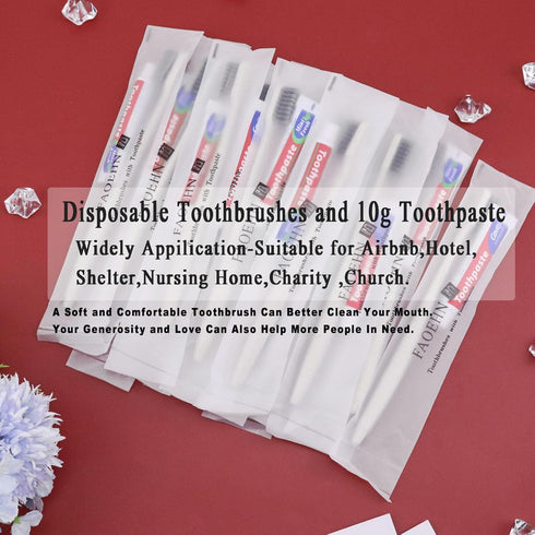 Disposable Toothbrushes with Toothpaste Pack of 60,Straw Apricot Toothbrush in bulk with 10g Toothpaste Individually Wrapped Disposable Travel Too...
