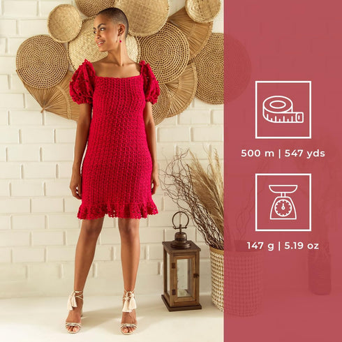 Circulo Anne Yarn, 100% Mercerized Brazilian Virgin Cotton - Cotton Yarn for Crocheting and Knitting - Soft Yarn, Red Yarn Art - Fingering Weight ...