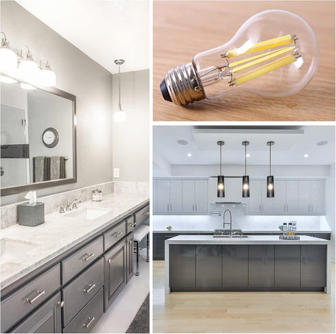 Energetic Dimmable A19 LED Edison Light Bulb, 12W Equivalent 100W, 1600LM High Brightness, 5000K Daylight, Clear Antique LED Filament Bulb for Hom...