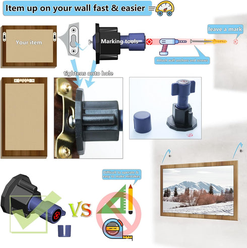 Picture Hanging Kit- Picture Keyhole Fastener mark Locations Tool & Picture Hanging Hardware Screws, 138 Pack of Frame Hanging kit for Wall Mounti...