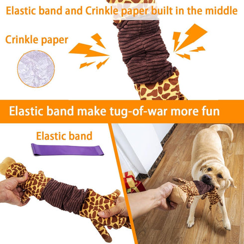 Squeaky Dog Toys for Boredom, No Stuffing Toys with Crinkle Paper, Soft Dog Chew Toy Tug-of-war Toy for Chewers, Interactive Elastic Puppy Toys fo...