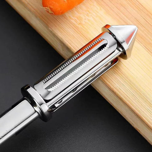 Fruit Peeling Knife, Digging Eyes, Grater, Multifunctional Vegetable Slicer, Zinc Alloy Three-In-One Scraper Peeler, Food Chopper with Non-Slip Ha...