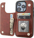 Compatible with iPhone 15 Pro Wallet Case with Card Holder, PU Leather Kickstand Card Slots Case, Double Magnetic Clasp and Durable Shockproof Cov...