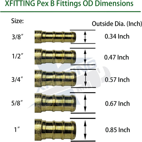 XFITTING 10 Pieces 1/2" Pex X 3/8" OD Compression Straight Adapter, Brass, NSF, Pex B...