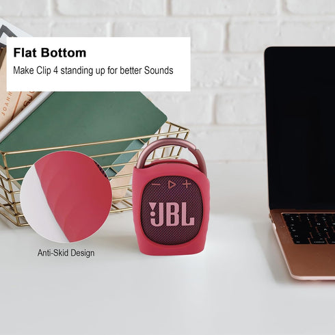 TXEsign Silicone Protective Carrying Case Compatible with JBL Clip 4 - Portable Mini Bluetooth Speaker Stand UP Cover Pouch for JBL Clip 4 (Red)...