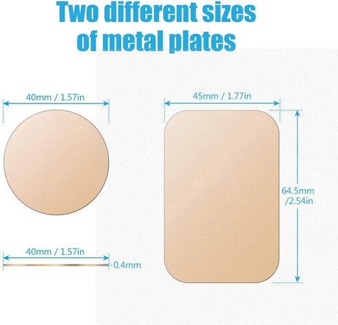 WixGear Mount Metal Plate with Adhesive for Magnetic Cradle-Less Mount -X4 Pack 2 Rectangle and 2 Round (Compatible with Magnetic mounts) (Gold)...