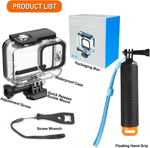 60M/196FT Waterproof Housing Case Compatible for Go Pro Hero12 Black/Hero11 Black/Hero10 Black/Hero9 Black, Protective Underwater Dive Case Shell ...