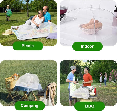 (6 Pack) Pop-Up Outside Picnic Mesh Food Covers Tent Umbrella for Outdoors and Camping Food Net Cover Keep out Flies Mosquitoes Ideal for Parties ...