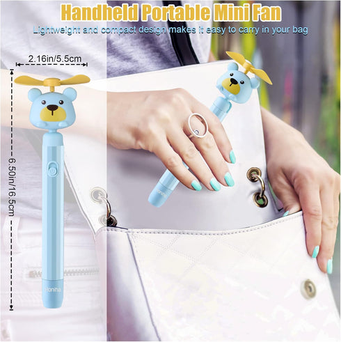 Mini Portable Fan, Personal Mini Handheld Fan, Replaceable Battery Small Pocket Fan, Adorable Cartoon Little Fan for Travel Indoor Outdoor, Summer...