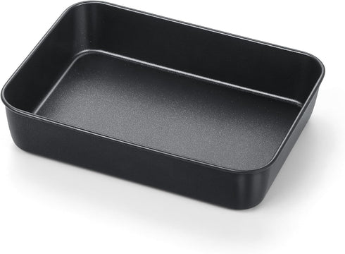 TeamFar Lasagna Pan, 9.4 x 7 x 2 Inch Stainless Steel Deep Baking Roasting Brownie Pan for Toaster Oven, Black Non-Stick Coating Rectangle Cake Pa...