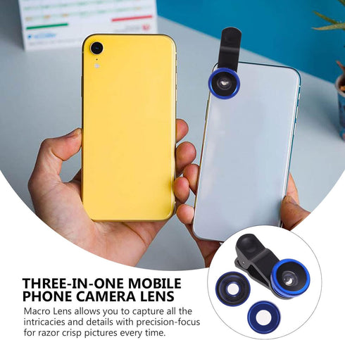 Hemobllo Phone Camera Lens - 3 in 1 Cell Phone Camera Lens Kit 180° Fish Eye Lens + 0.67X Wide Angle Lens + Macro Lens Portable Phone Lens Kit Uni...
