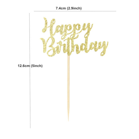 Ercadio 24 Pack Happy Birthday Cupcake Toppers Gold Glitter Celebrating Birthday Cake Picks Baby Shower Kids Birthday Party Decoration Supplies…...