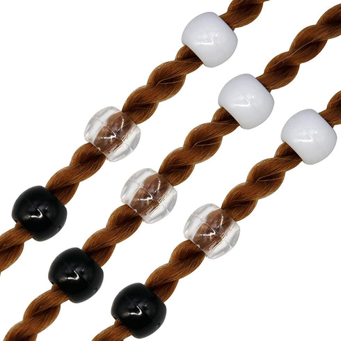 180 Pcs Medium Hole Beads 3 Colors Dreadlock Hair Braid Beads Jewelry Making Kit Clear- White -Black DIY Hair Braiding Bracelet Ornaments Round 12...