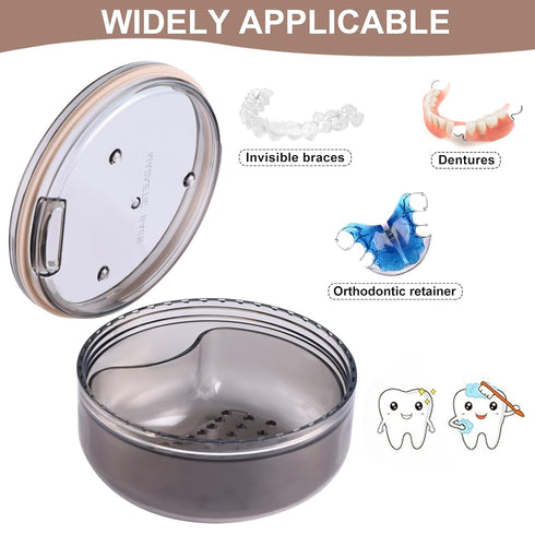 Double Layer Retainer Case,Portable&Cleaner 2 In 1 multifunctional Retainer Case Orthodontic Retainer Cleaning Case For Retainers, Aligners, Night...