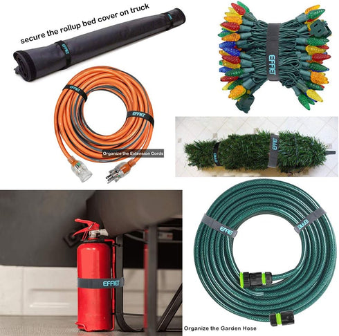 12 Packs Fastening Cord Wrap 1 x 24 Inches Hook and Loop Cinch Straps, EFFIET Adjustable Adhesive Extension Hose Storage Strap, Securing Bike Slee...