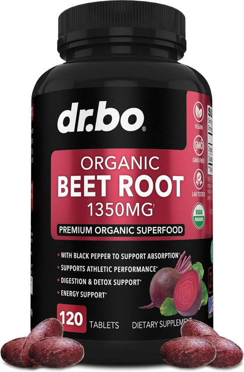 Organic Beet Root Capsules Supplements - 1350mg Beetroot Powder Extract Pills, Organic Beet Root Powder Supplement, Super Nitric Oxide Beets, High...