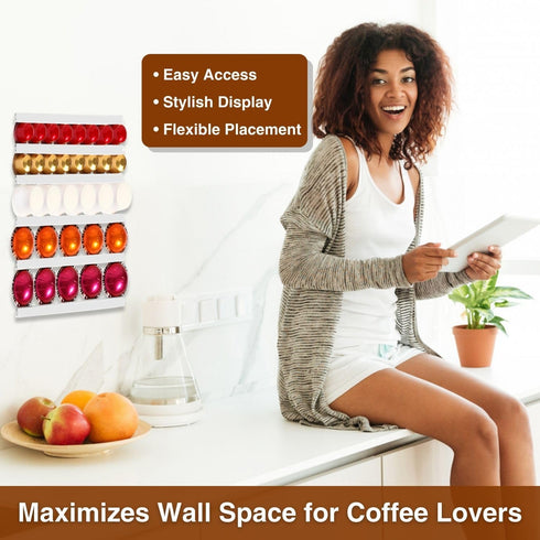 Coffee Pod Holder, K Cup Holders for Counter,10 PCS Coffee Pods Storage/Organizer,Wall Mount Coffee Pod Holder with Adhesives,Under Cabinets-White...