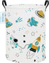 LANGYASHAN Storage Bin, Canvas Fabric Collapsible Organizer Basket for Laundry Hamper,Toy Bins,Gift Baskets, Bedroom, Clothes,Baby Nursery (Round ...