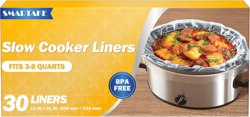 SMARTAKE Slow Cooker Liners, Large Size 13"x 21" Disposable Cooking Bags, Fit 3QT to 8QT for Slow Cooker, Cooking Trays, Suitable for Oval & Round...