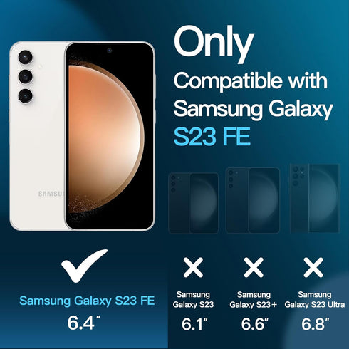 JETech 3 in 1 Matte Case for Samsung Galaxy S23 FE 6.4-Inch with 2-Pack Tempered Glass Screen Protector, Translucent Frosted Shockproof Phone Cove...