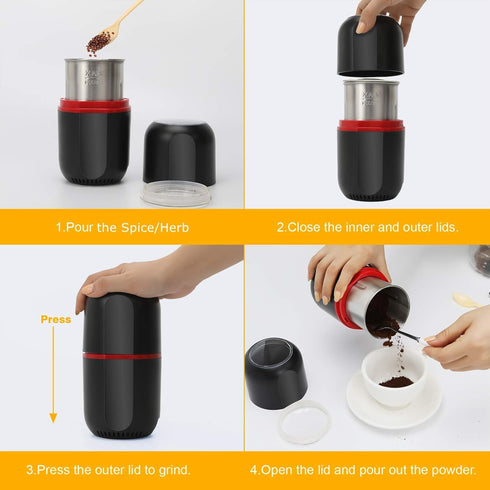 Herb Grinder Electric, Turimon Large Herbal/Coffee Grinders/Mill/Crusher for Spice and Herbs With Cleaning Brush - Black - 4.2 oz Capacity...