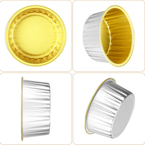 EUSOAR Cupcake Liners with Lids, 30pcs 5oz Disposable Aluminum Foil Ramekins cupcake Baking Cups Containers Wrappers Dessert Cups with Lids, Mini ...