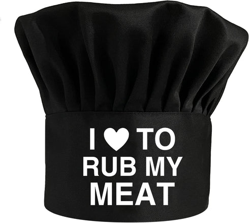 I Love to Rub My Meat,Funny Chef Hat?BBQ Chef Hats,Adjustable Kitchen Cooking Hat for Men & Women,Barbecue Party Gift, BBQ Lover Gift,Gift for Che...