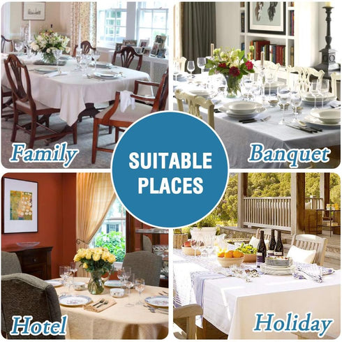 H.VERSAILTEX Linen Textured Table Cloths 60 x 104 Inch Premium Solid Tablecloth Spill-Proof Waterproof Table Cover for Dining Buffet Feature Extra...