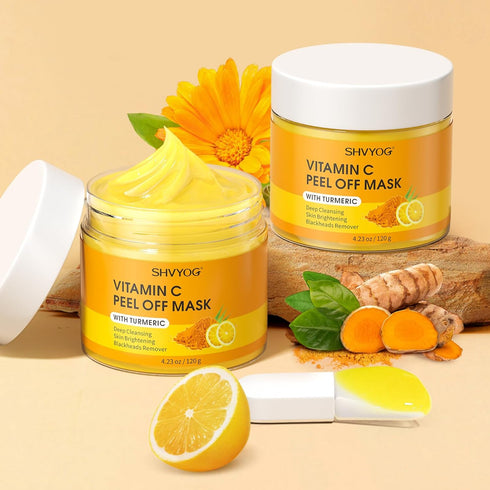 SHVYOG Vitamin C Peel Off Face Mask, Peel Off Mask with Turmeric, Blackhead Remover & Deep Cleansing Face Peel Mask, Vitamin C Exfoliating Face Ma...
