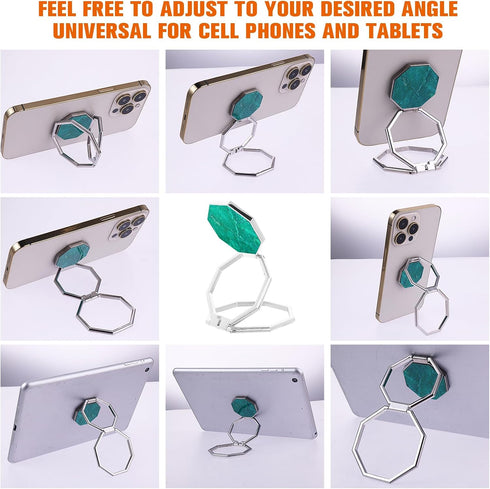 Cell Phone Ring Holder Finger Kickstand, 360° Rotation Metal Cellphone Back Grip Foldable Cell Phone Stand Adjustable Phone Holder Compatible with...