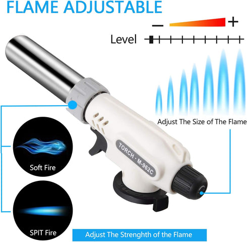Kitchen Butane Blow Torch Lighter - Culinary Torch Chef Cooking Torches Professional Adjustable Flame with Reverse Use for Creme, Brulee, BBQ, Bak...