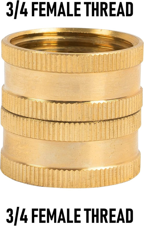 Hourleey Garden Hose Adapter, 3/4 Inch Solid Brass Hose Connectors, 2 Pack Hose Connector with 2 Extra Washers (Female to Female)...